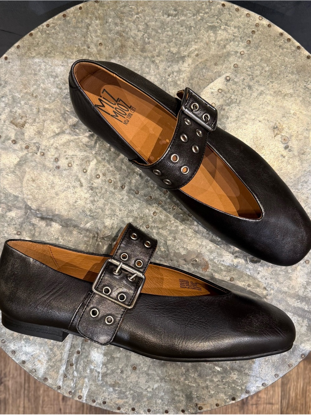 Miz Mooz Charcoal Leather Buckle Mary Jane